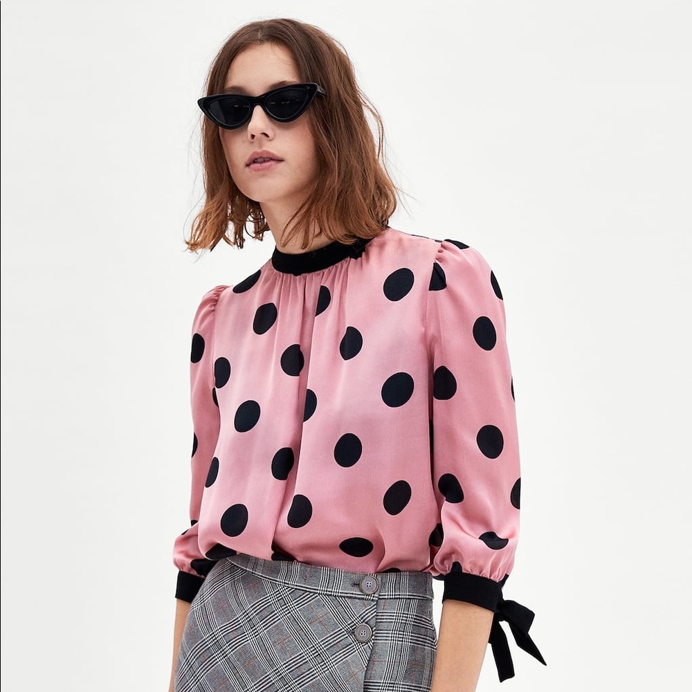 Zara Satin Polka Dot Blouse